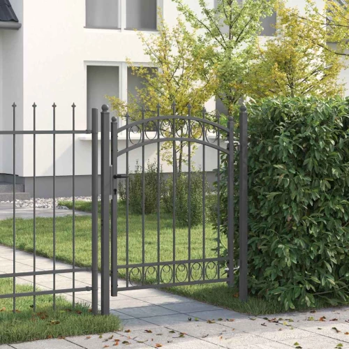 vidaXL Πύλη Φράχτη με Ακίδες με κλειδαριά Γκρι 150 x 100 cm