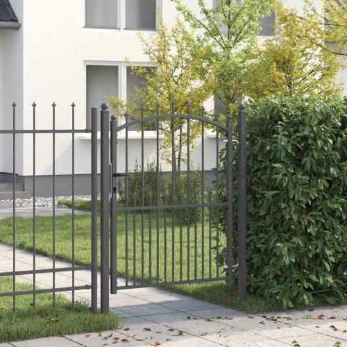 vidaXL Πύλη Φράχτη με Ακίδες με κλειδαριά Γκρι 150 x 100 cm