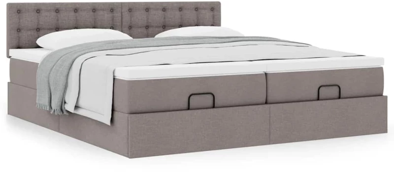 vidaXL Οθωμανικό κρεβάτι με στρώματα Taupe 160x200cm ύφασμα