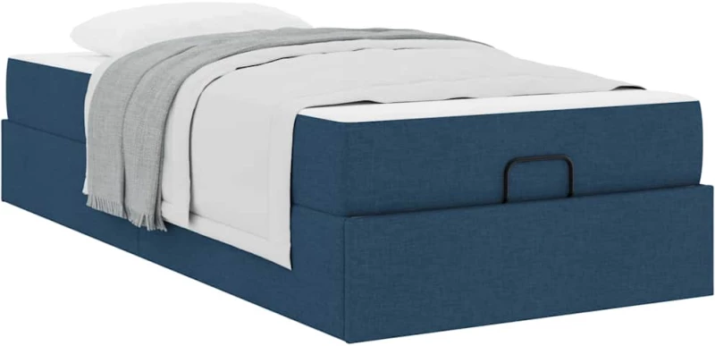 vidaXL Σκελετός Κρεβατιού με στρώμα Μπλε 90 x 190 cm ύφασμα