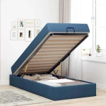 vidaXL Σκελετός Κρεβατιού με στρώμα Μπλε 90 x 190 cm ύφασμα