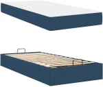 vidaXL Σκελετός Κρεβατιού με στρώμα Μπλε 90 x 190 cm ύφασμα