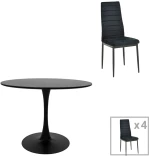 Τραπεζαρία Balou-Parker pakoworld σετ 5τεμ μαύρο Φ120x73εκ