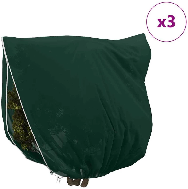 vidaXL Καλύμματα Φλις Προστασίας Φυτών από Παγετό 3 pcs Πράσινο