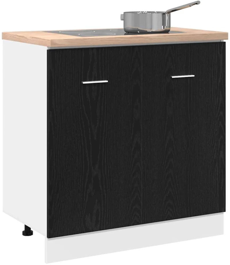 vidaXL Ντουλάπι Κάτω Νεροχύτη Μαύρη Δρυς 80x46x81,5 εκ. Συνθετικό Ξύλο