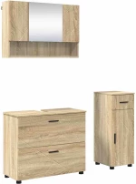 vidaXL Σετ Επίπλων Μπάνιου με συρτάρι με ράφι 3 pcs Δρύς Sonoma