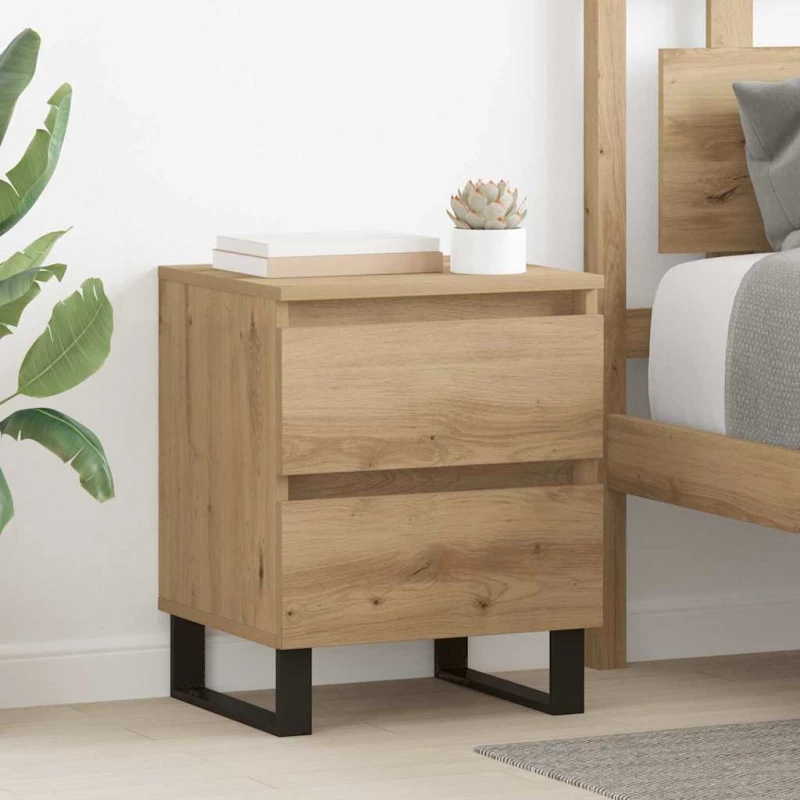 vidaXL Κομοδίνο 2 pcs artisan δρυς 40 x 35 x 50 εκ. Επεξεργασμένο ξύλο