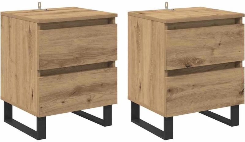 vidaXL Κομοδίνο 2 pcs artisan δρυς 40 x 35 x 50 εκ. Επεξεργασμένο ξύλο