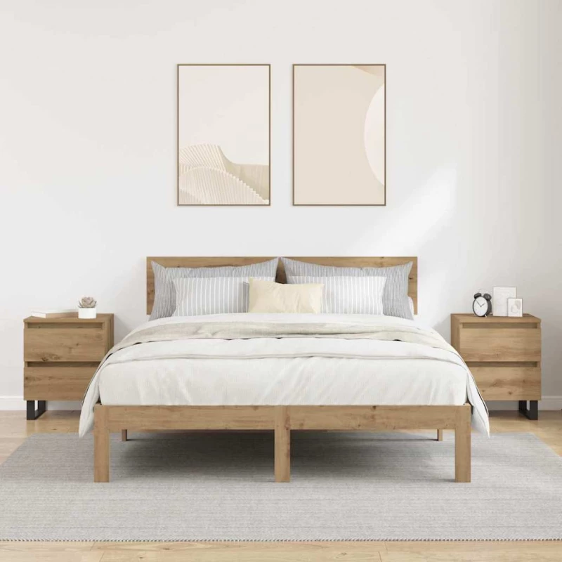 vidaXL Κομοδίνο 2 pcs artisan δρυς 40 x 35 x 50 εκ. Επεξεργασμένο ξύλο