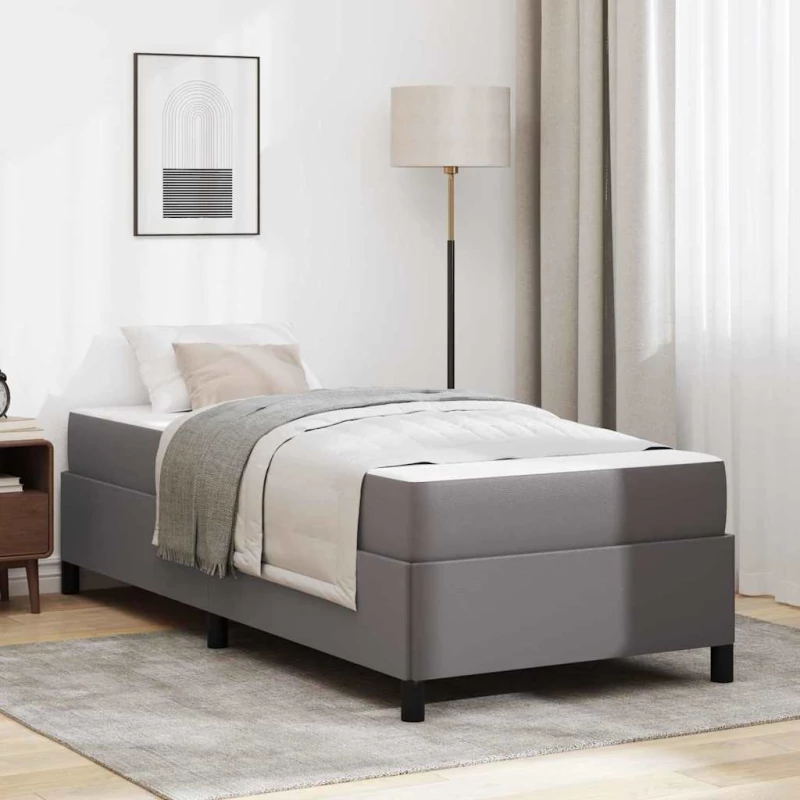 vidaXL Σκελετός Κρεβατιού με στρώμα Γκρι 100 x 200 cm ύφασμα