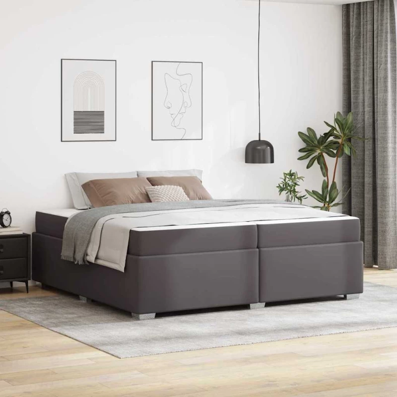 vidaXL Σκελετός Κρεβατιού με στρώμα Γκρι 200 x 200 cm ύφασμα