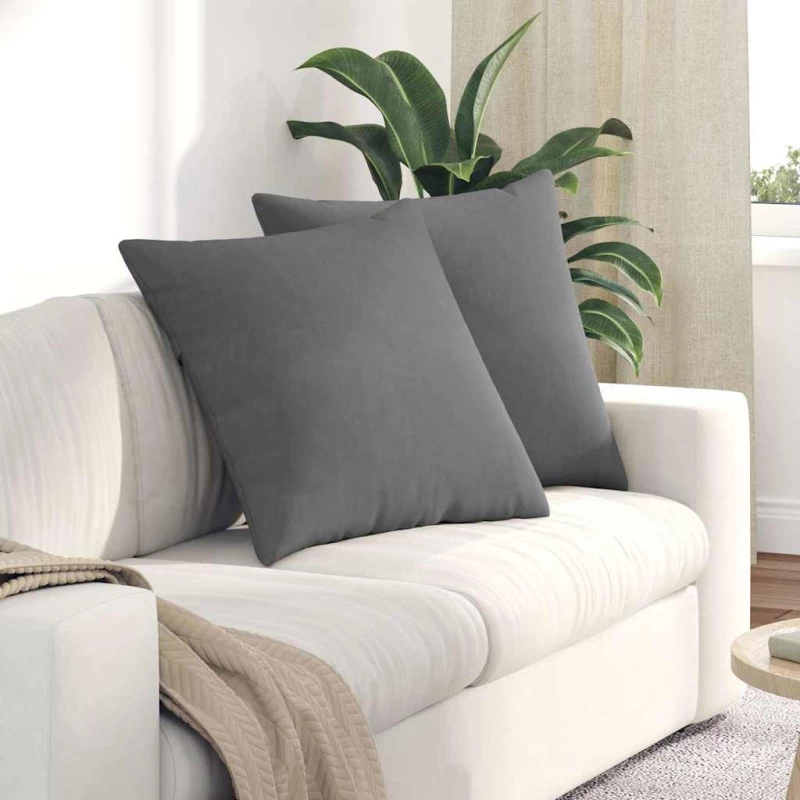 vidaXL Μαξιλάρι Καναπέ 2 pcs Σκούρο Γκρι 80 x 80 cm ύφασμα