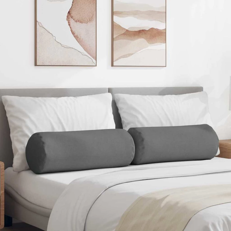 vidaXL Μαξιλάρια Στήριγμα 2 pcs Σκούρο Γκρι Ø 25 x 70 cm ύφασμα