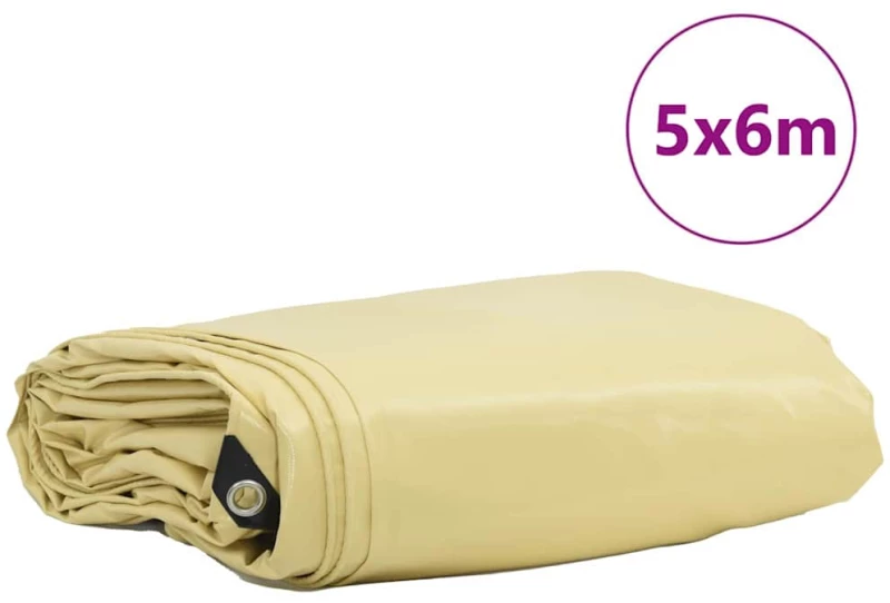 vidaXL Τέντα 650g / m² Μπεζ 5 x 6 m Καμβάς με επικάλυψη PVC
