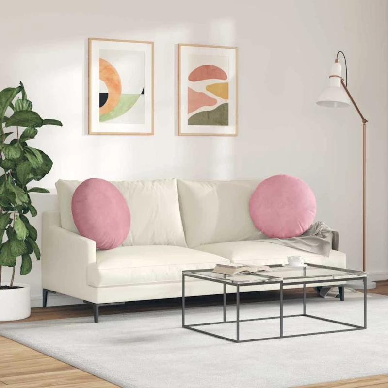 vidaXL Μαξιλάρια καθισμάτων 2 pcs Ροζ Ø 40 x 13 εκ. Βελούδο