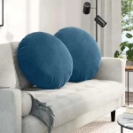 vidaXL Μαξιλάρια καθισμάτων 2 pcs Μπλε Ø 40 x 13 εκ. Βελούδο