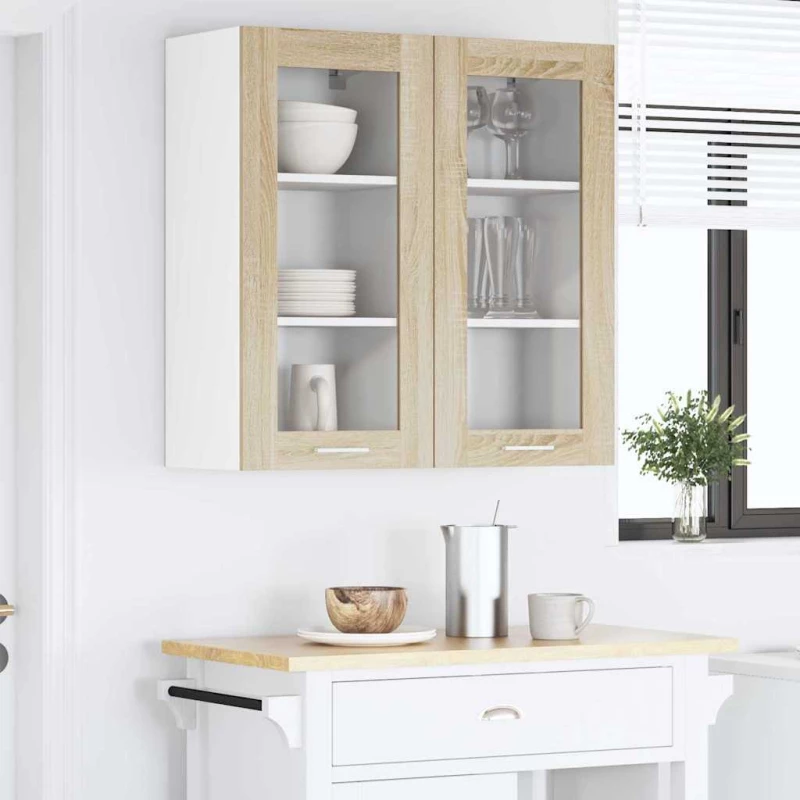 vidaXL Κρεμαστό ντουλάπι με πόρτα Riga Δρύς Sonoma 40 x 31 x 80 εκ.