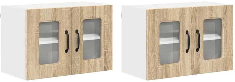 vidaXL Κρεμαστό ντουλάπι κουζίνας 2 pcs Δρύς Sonoma 60 x 31 x 40 εκ