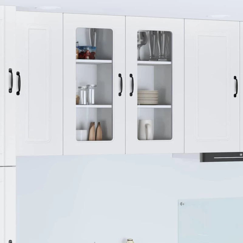 vidaXL Κρεμαστό ντουλάπι κουζίνας με ράφι Λευκό 40 x 31 x 80 εκ.