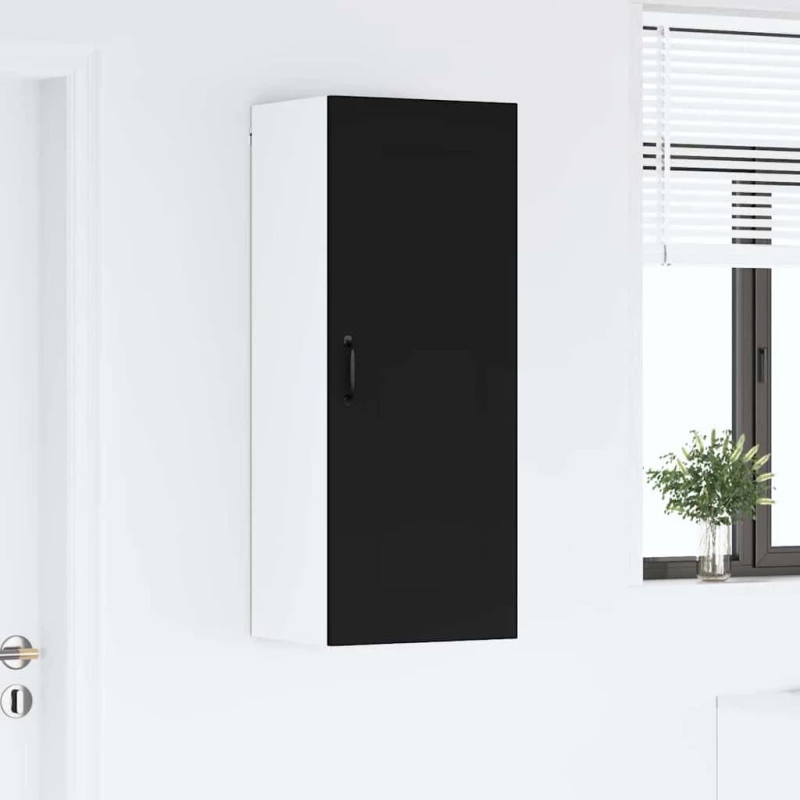vidaXL Κρεμαστό ντουλάπι κουζίνας με ράφι Μαύρο 40 x 31 x 100 εκ.
