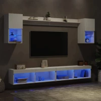 vidaXL Έπιπλα Τοίχου Τηλεόρασης 6 τεμ LED Λευκά από Επεξεργασμένο Ξύλο