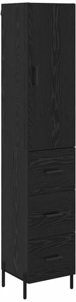 vidaXL Highboard Μαύρη Οξυά 34,5 x 34 x 180 εκ. Επεξεργασμένο ξύλο