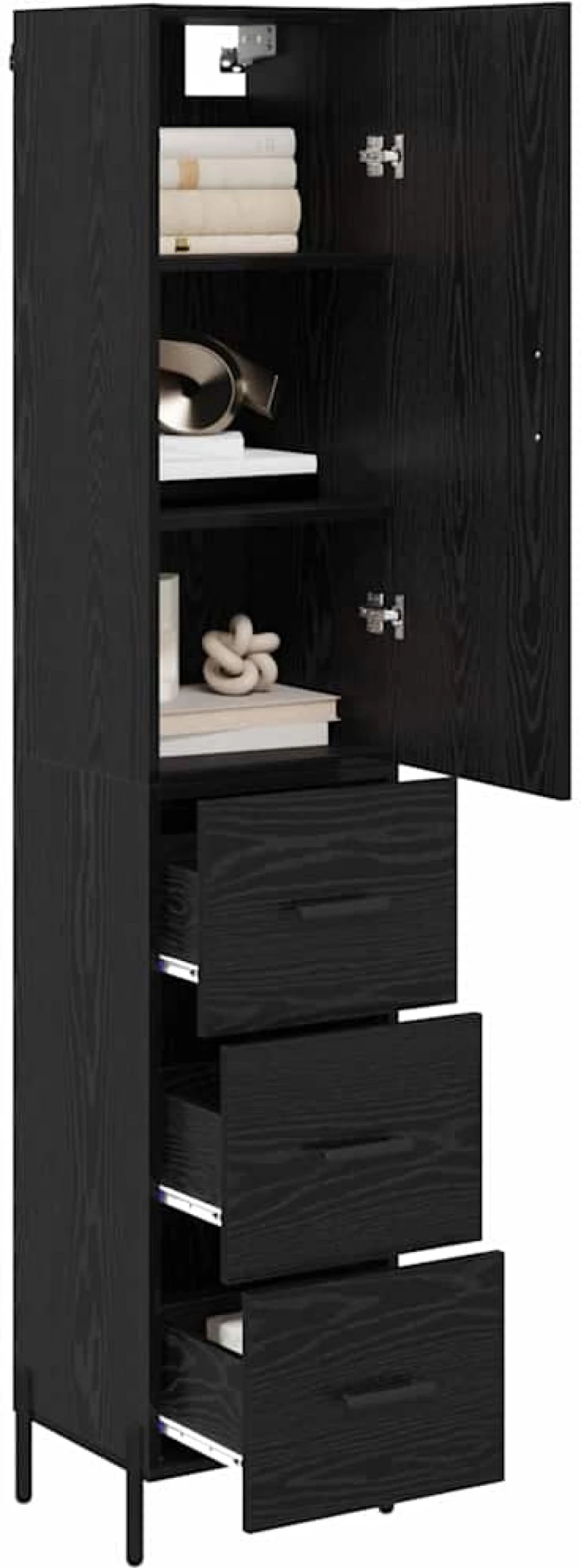 vidaXL Highboard Μαύρη Οξυά 34,5 x 34 x 180 εκ. Επεξεργασμένο ξύλο