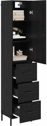 vidaXL Highboard Μαύρη Οξυά 34,5 x 34 x 180 εκ. Επεξεργασμένο ξύλο
