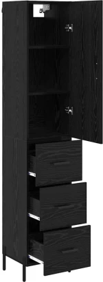 vidaXL Highboard Μαύρη Οξυά 34,5 x 34 x 180 εκ. Επεξεργασμένο ξύλο