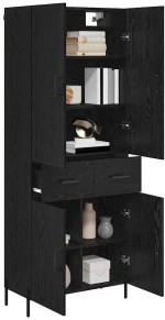 vidaXL Highboard Μαύρη Οξυά 69,5 x 34 x 180 εκ. Επεξεργασμένο ξύλο
