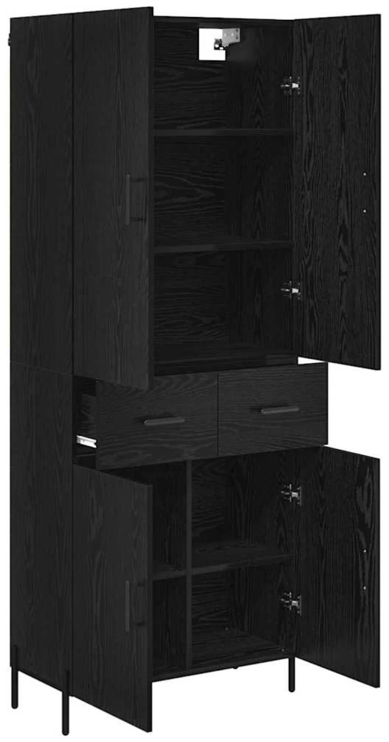 vidaXL Highboard Μαύρη Οξυά 69,5 x 34 x 180 εκ. Επεξεργασμένο ξύλο