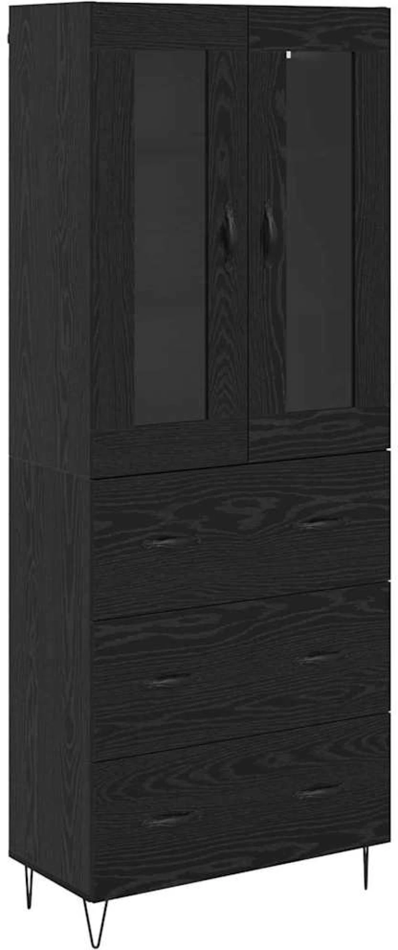 vidaXL Highboard Μαύρη Οξυά 69,5 x 34 x 180 εκ. Επεξεργασμένο ξύλο