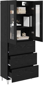 vidaXL Highboard Μαύρη Οξυά 69,5 x 34 x 180 εκ. Επεξεργασμένο ξύλο