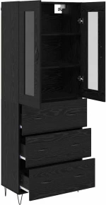 vidaXL Highboard Μαύρη Οξυά 69,5 x 34 x 180 εκ. Επεξεργασμένο ξύλο