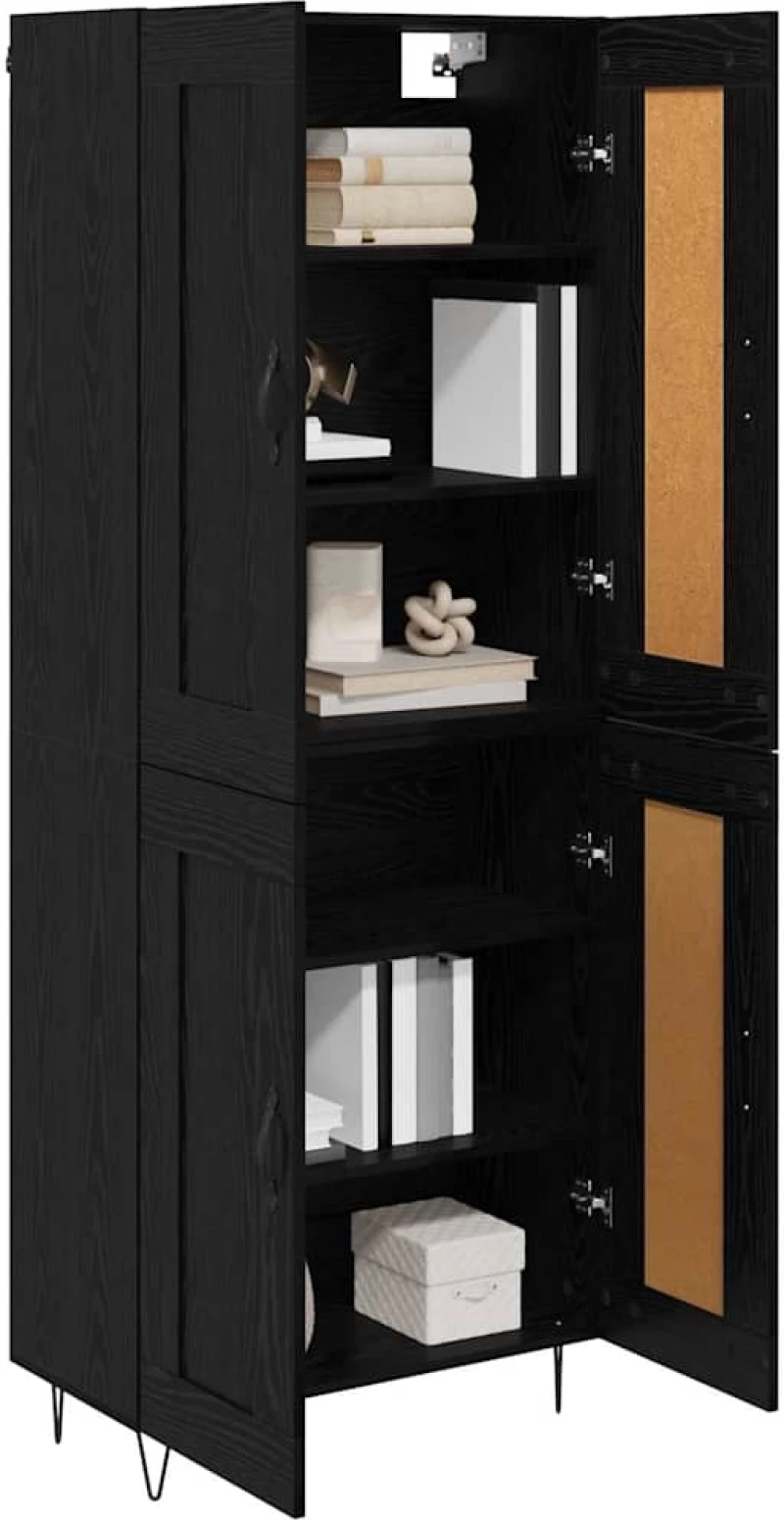 vidaXL Highboard Μαύρη Οξυά 69,5 x 34 x 180 εκ. Επεξεργασμένο ξύλο