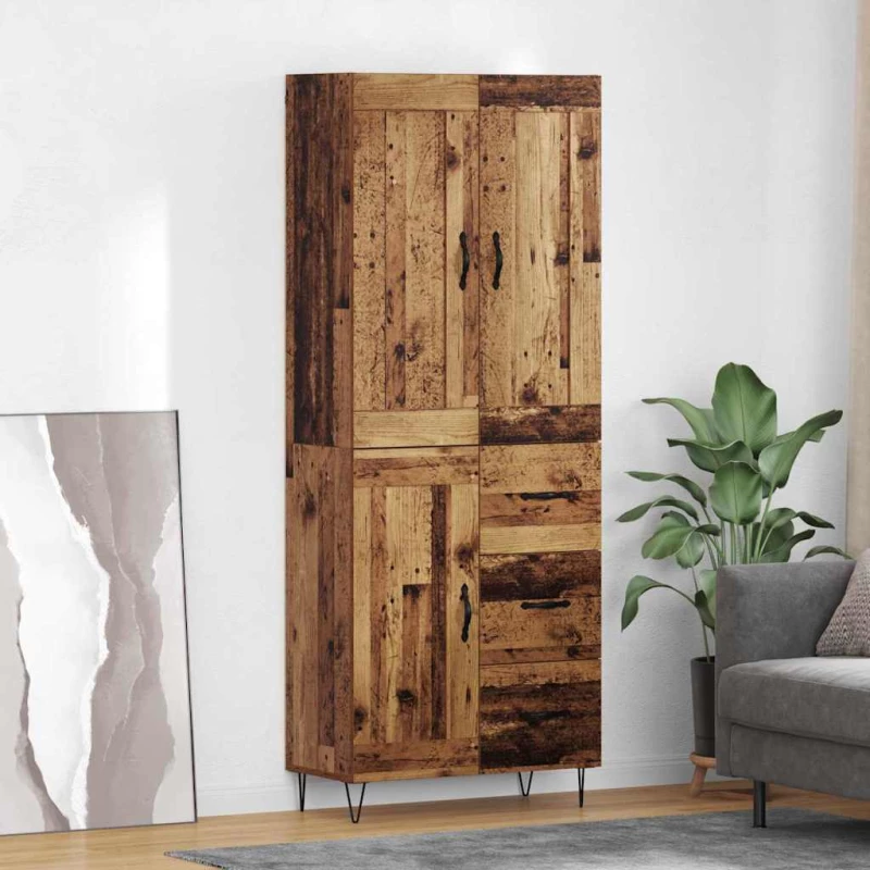 vidaXL Highboard Παλιό Ξύλο 69,5 x 34 x 180 εκ. Επεξεργασμένο ξύλο