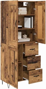 vidaXL Highboard Παλιό Ξύλο 69,5 x 34 x 180 εκ. Επεξεργασμένο ξύλο