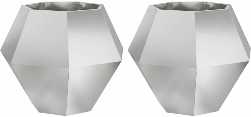 vidaXL Γλάστρα 2 pcs Ασημί 75 x 75 x 60 εκ Επικαλυμμένος Χάλυβας
