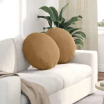 vidaXL Μαξιλάρια καθισμάτων 2 pcs Καφέ Ø50 x 19 εκ Βελούδο