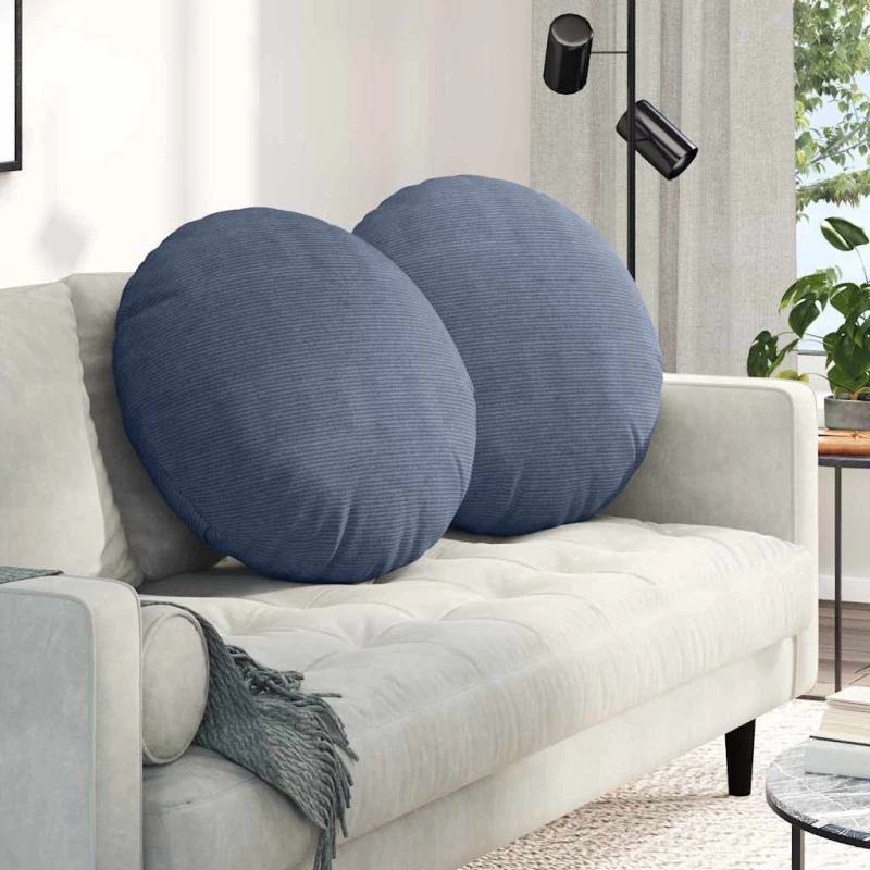 vidaXL Μαξιλάρια καθισμάτων 2 pcs Μπλε Ø 80 cm Υφασμάτινο Κορντουρά