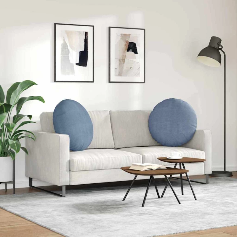 vidaXL Μαξιλάρια καθισμάτων 2 pcs Μπλε Ø 80 cm Υφασμάτινο Κορντουρά