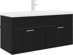 vidaXL Ντουλάπι νιπτήρα Επιτοίχιο Μαύρη Οξυά 38,5 x 100 x 46 εκ.