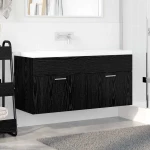 vidaXL Ντουλάπι νιπτήρα Επιτοίχιο Μαύρη Οξυά 38,5 x 100 x 46 εκ.