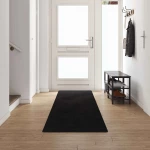 vidaXL Δερμάτινο Χαλί Μαύρο 80 x 500 cm 100% Πολυπροπυλένιο Τούφτα