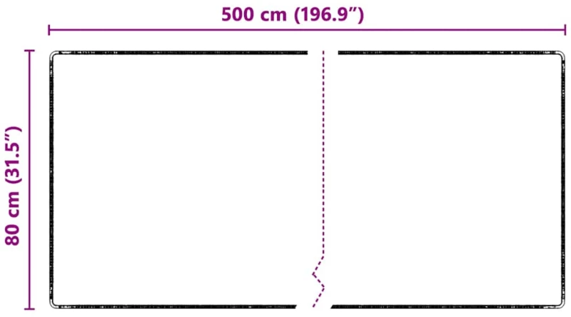 vidaXL Δερμάτινο Χαλί Μαύρο 80 x 500 cm 100% Πολυπροπυλένιο Τούφτα