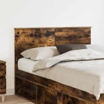 vidaXL Κεφαλάρι με κεφαλάρι Καπνιστό Δρύς 135 cm Επεξεργασμένο ξύλο