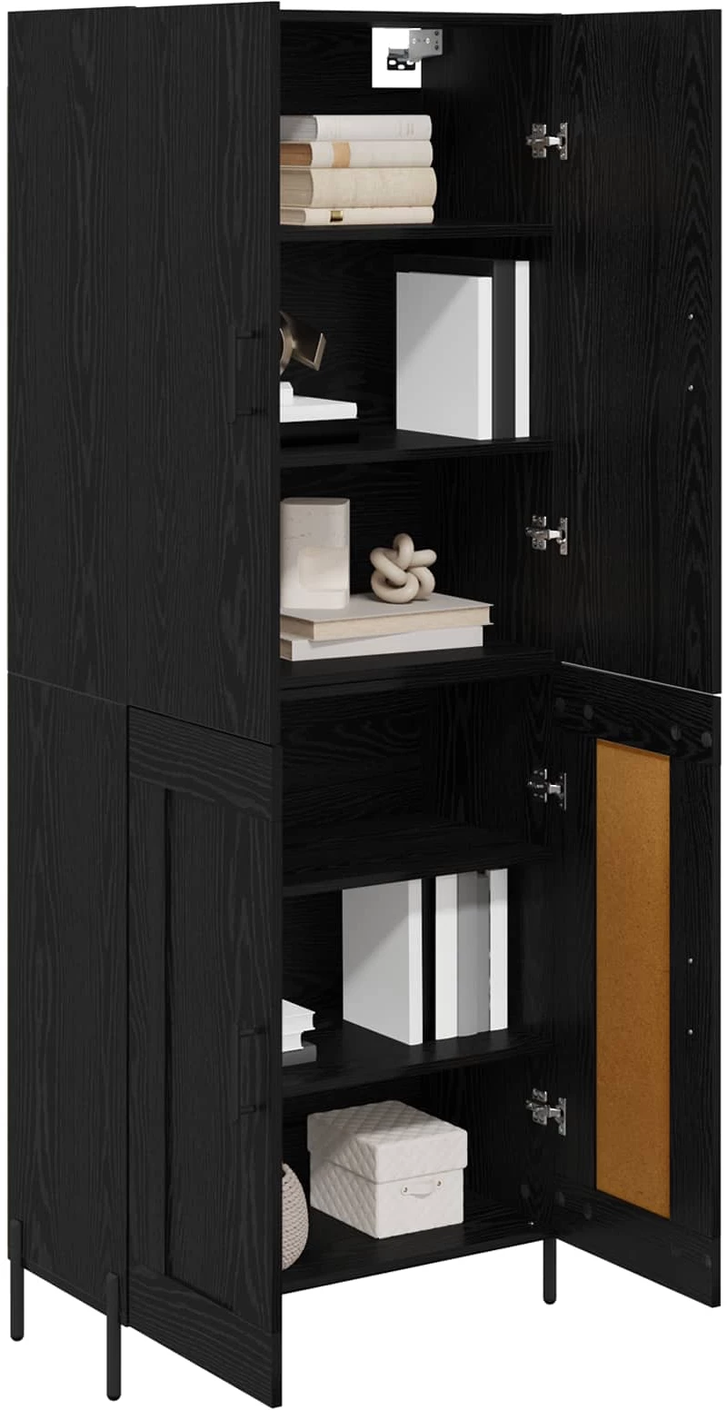 vidaXL Highboard Μαύρη Οξυά 69,5 x 34 x 180 εκ. Επεξεργασμένο ξύλο