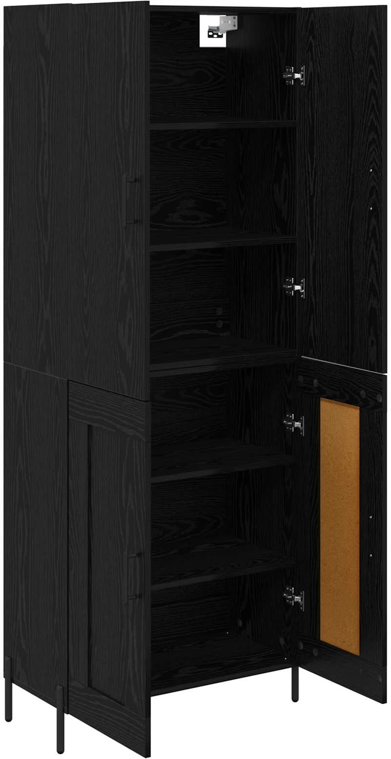 vidaXL Highboard Μαύρη Οξυά 69,5 x 34 x 180 εκ. Επεξεργασμένο ξύλο