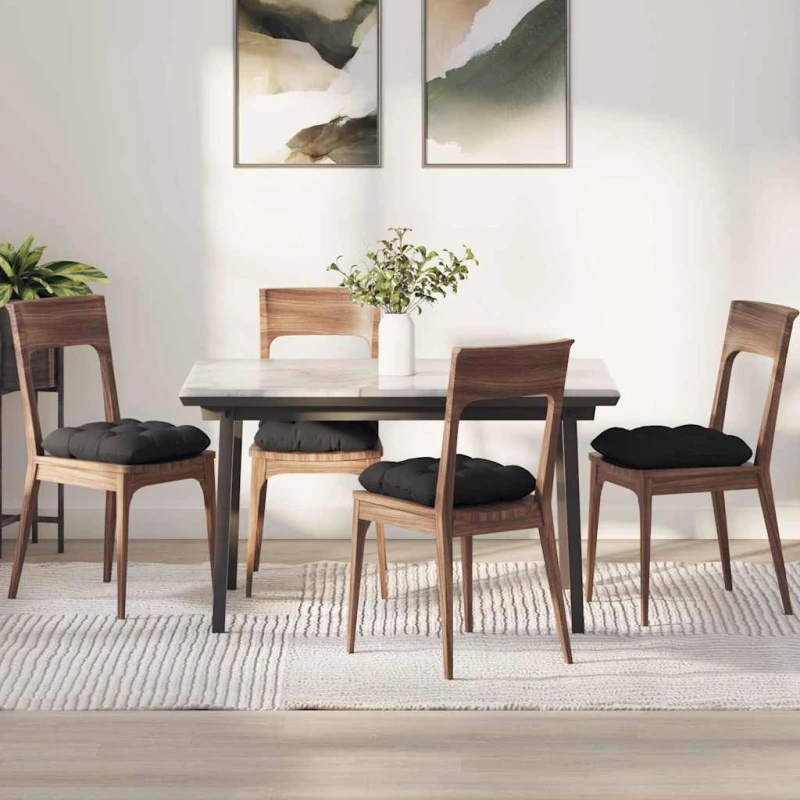 vidaXL Μαξιλάρια καθισμάτων 4 pcs Μαύρο 40 x 40 cm Ύφασμα Μικροΐνας