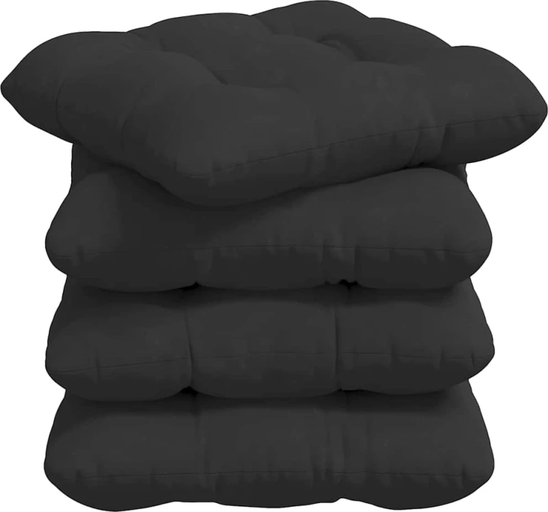 vidaXL Μαξιλάρια καθισμάτων 4 pcs Μαύρο 40 x 40 cm Ύφασμα Μικροΐνας